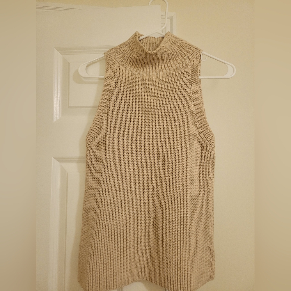 Madewell knit crochet turtleneck sleeveless top